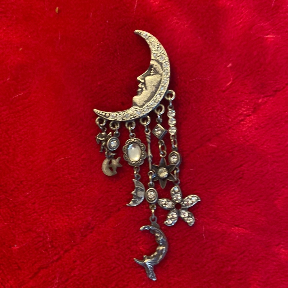 Pewter moon and stars pin